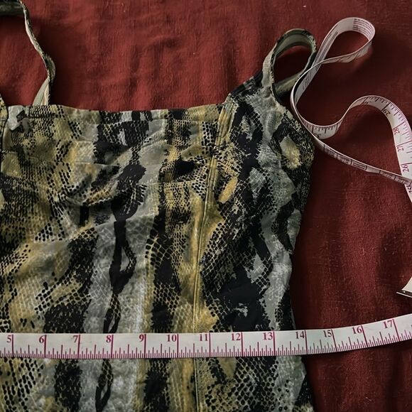 Vintage Shape FX Green Yellow Snake Built In Bra Slimming One Piece Swimsuit 14 - Picture 9 of 10